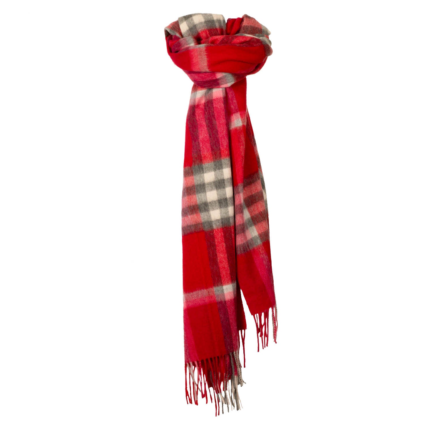 Cashmere Blend Tartan Stole Red