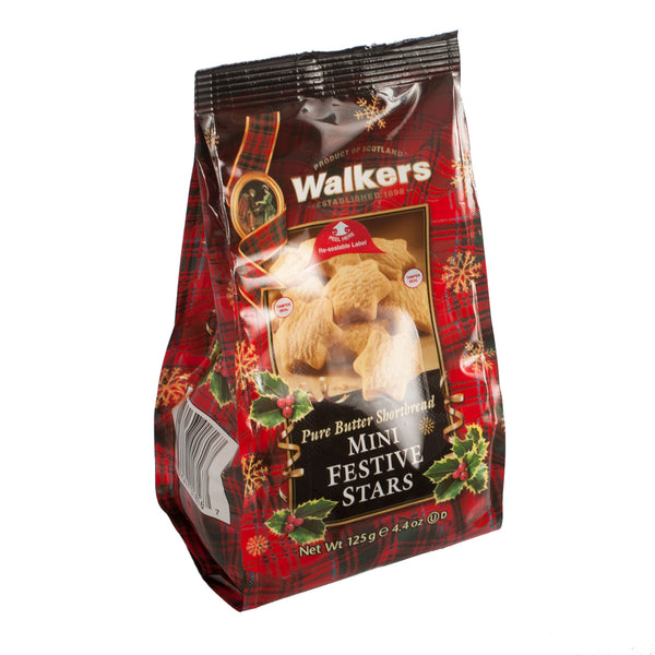 Walkers Mini Shortbread Festive Stars Bag 125G