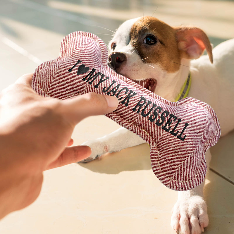 Squeaky Bone Dog Toy I Love My Jack Russell