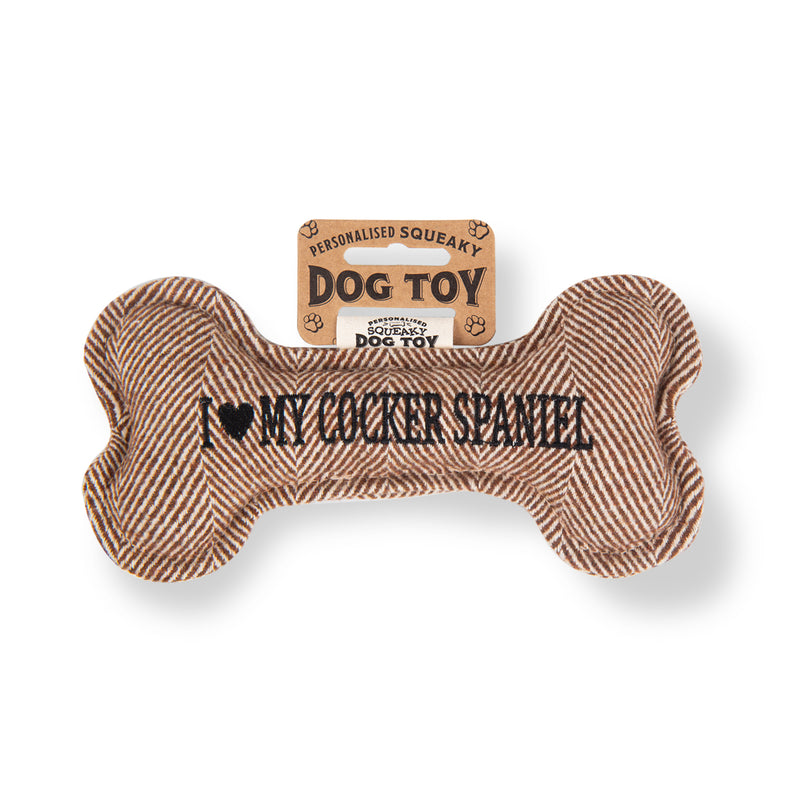 Squeaky Bone Dog Toy I Love My Cocker Spaniel