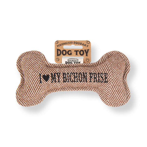 Squeaky Bone Dog Toy I Love My Bichon Frise