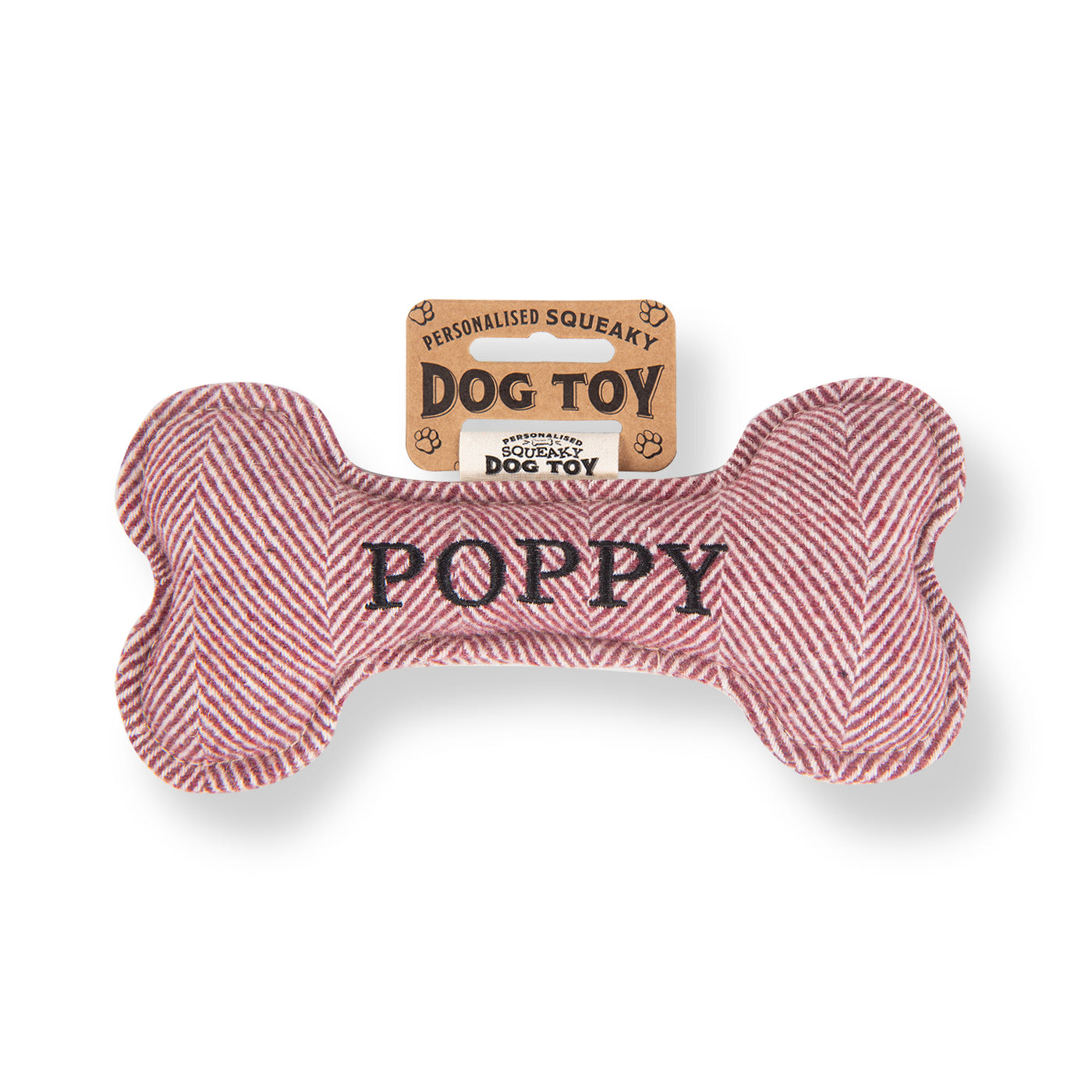 Squeaky Bone Dog Toy Poppy Tartan Weaving Mill