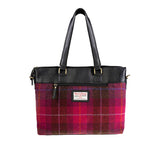 Ht Leather Ladies Hand Bag Cerise Check / Black