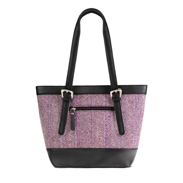 Ht Leather Tote Bag Plum Herringbone / Black