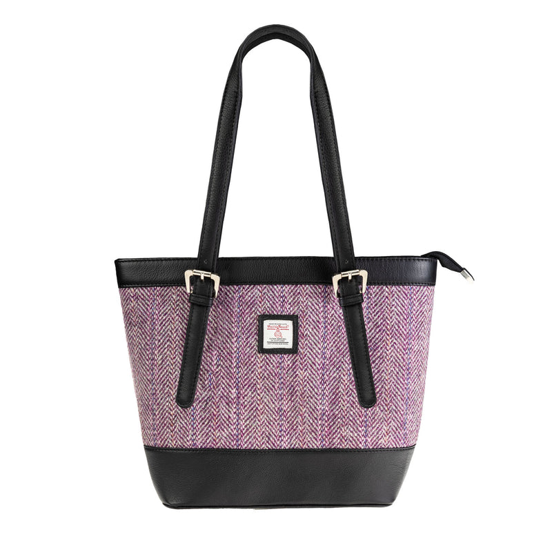 Ht Leather Tote Bag Plum Herringbone / Black