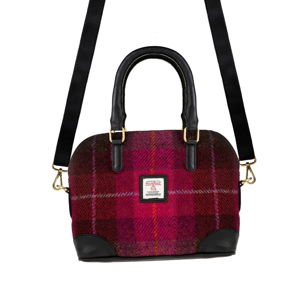 Ladies Ht Leather Hand Bag Cerise Check / Black