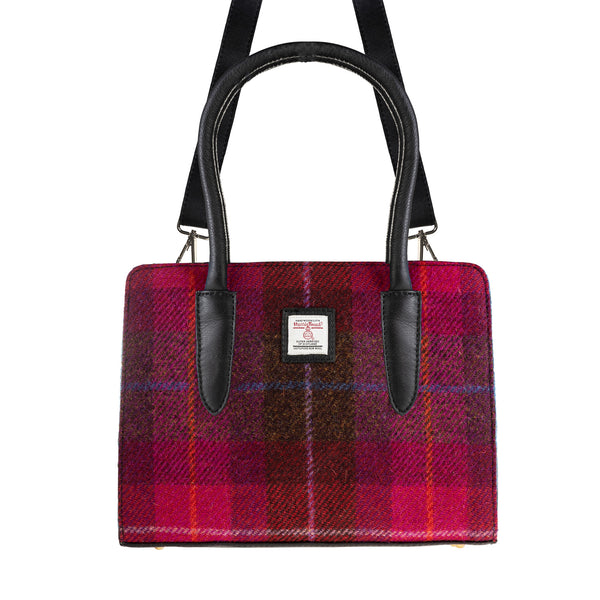 Ladies Ht Leather Hand Bag Cerise Check / Black