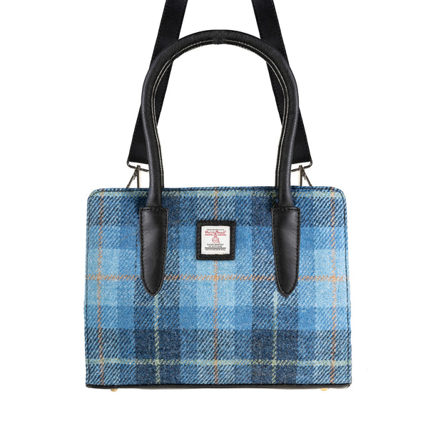 Ladies Ht Leather Hand Bag Blue Check / Black