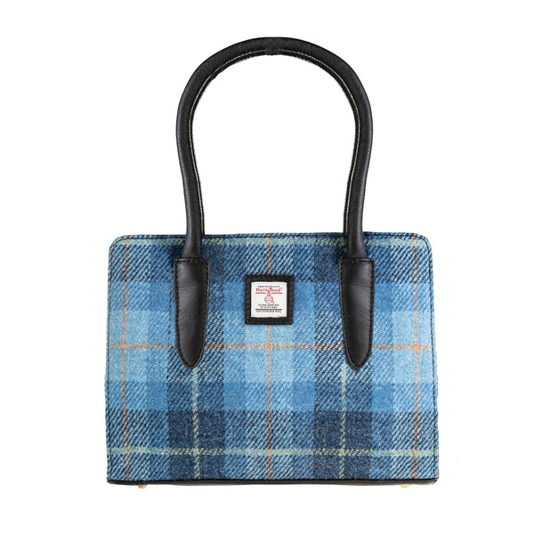 Ladies Ht Leather Hand Bag Blue Check / Black