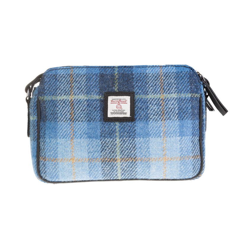 Ladies Ht Leather Body Bag Blue Check / Black