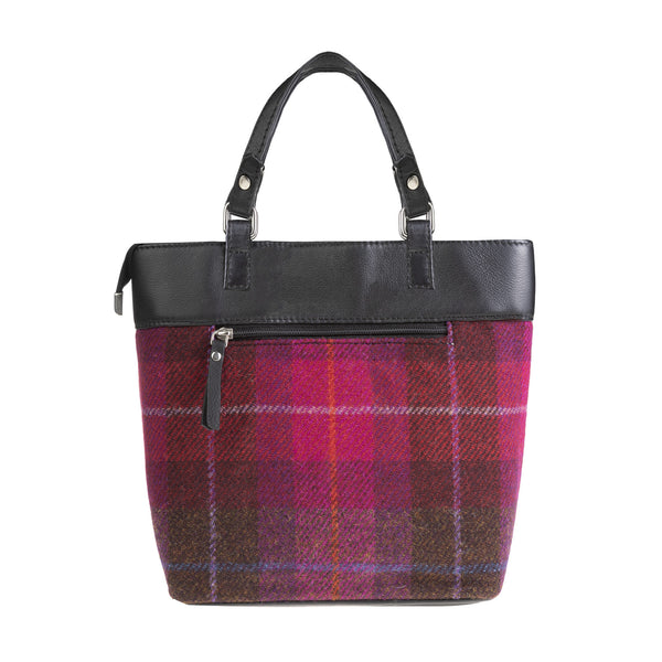 Ladies Ht Leather Hand Bag Cerise Check / Black