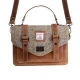 Ht Leather Satchel Bag Tan & Brown Herringbone / Tan