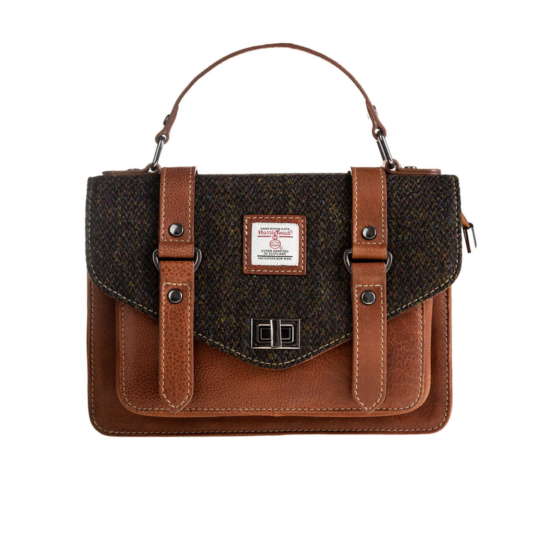 Ht Leather Satchel Bag Dark Brown Barleycorn / Tan