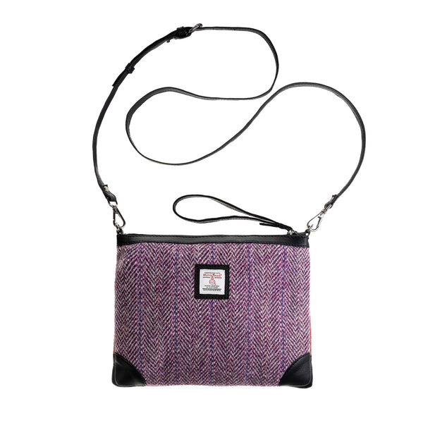 Ht Leather Cross Body Bag Plum Herringbone / Black