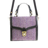 Ht Ladies Handbag Plum Herringbone / Black