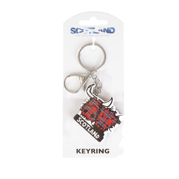 Red Highland Cow Acrylic Keyring