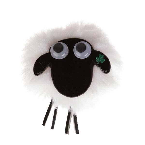 Shamrock White Sheep Pom Pom Magnet