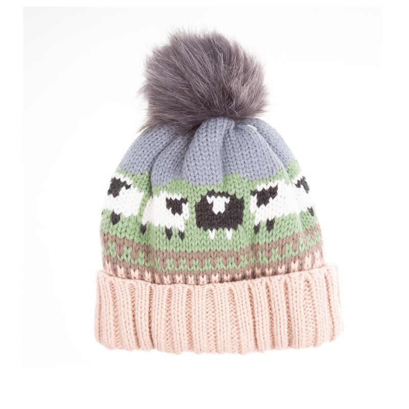 Aran Sheep Pom Pom Hat