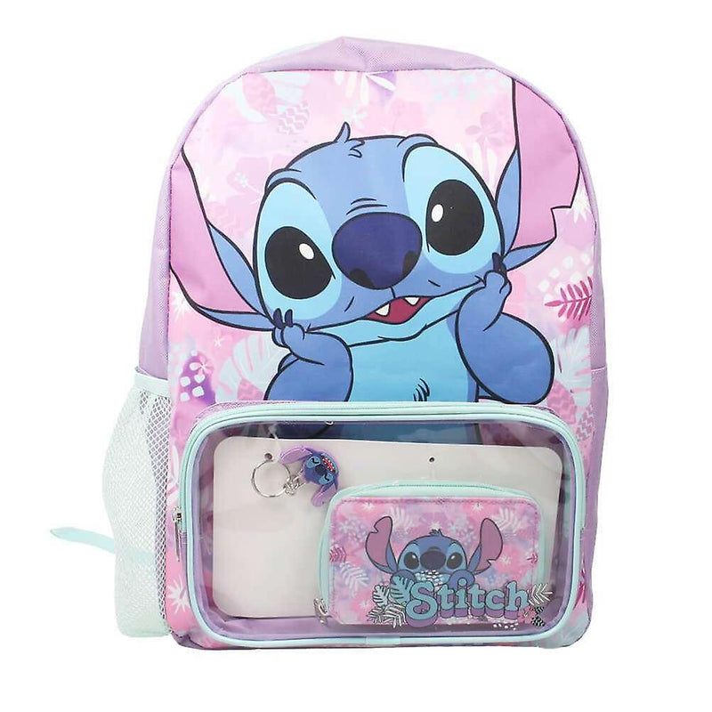 Stitch Flor.Backpack,Purse & Keyring Set