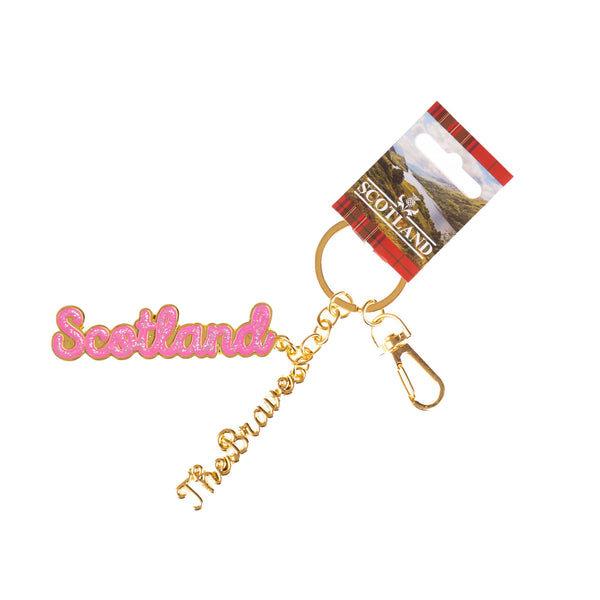 Metal Keyring Glitter Pink - Scotland