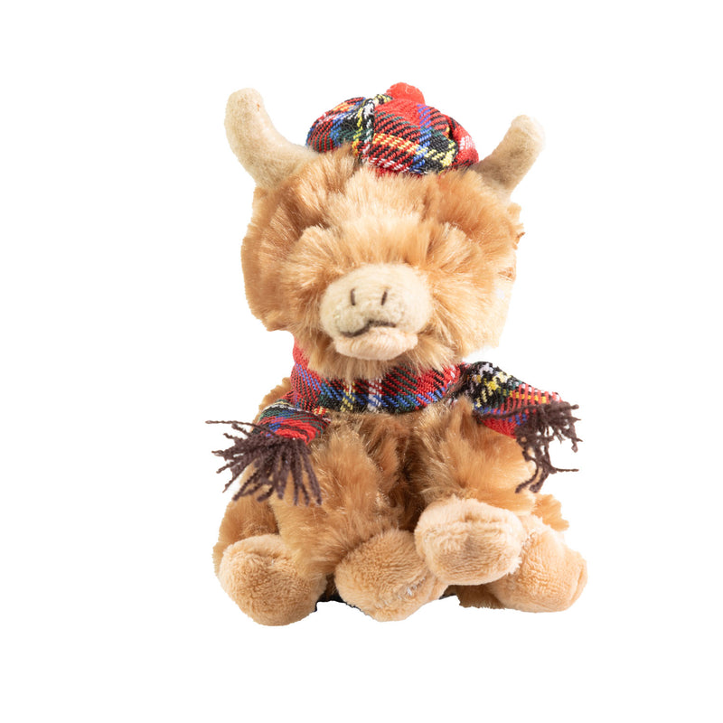 Plush Toy Keyring - Tartan Cow 10Cm