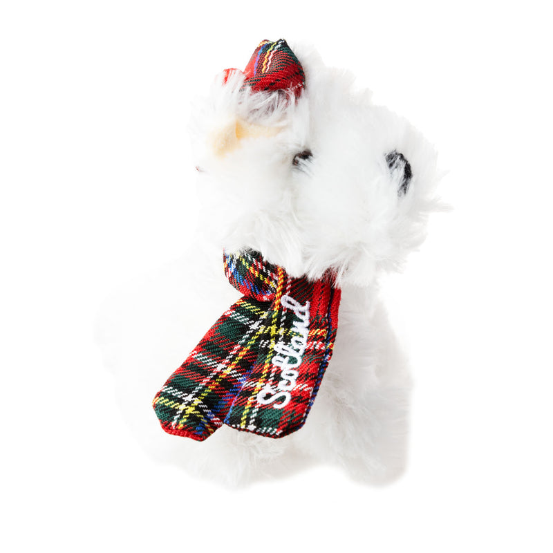 Plush Toy - White Tartan Dog 15Cm