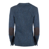 Ladies Iona Harris Tweed Jacket Blue Herringbone