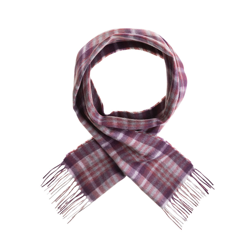 Edinburgh 100% Lambswool Tartan Scarf Cluster Gingham 27619 Ruby/Grey