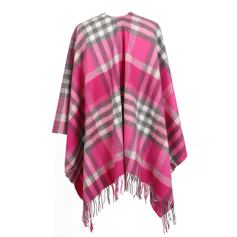 Mini Me Children’s Cape Chequer Tartan 90/10 Cashmere Fuchsia