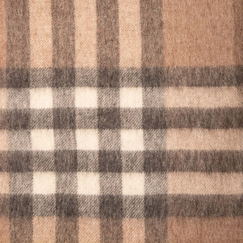 Chequer Tartan 90/10 Cashmere Blanket Camel