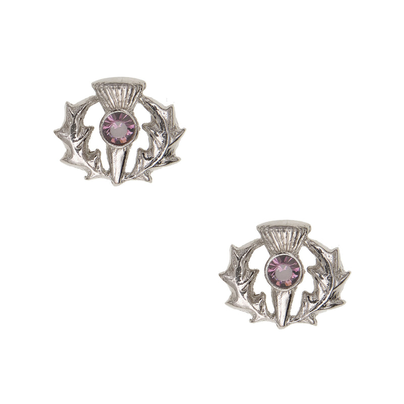 Scottish Thistle Earrings Light Amethyst