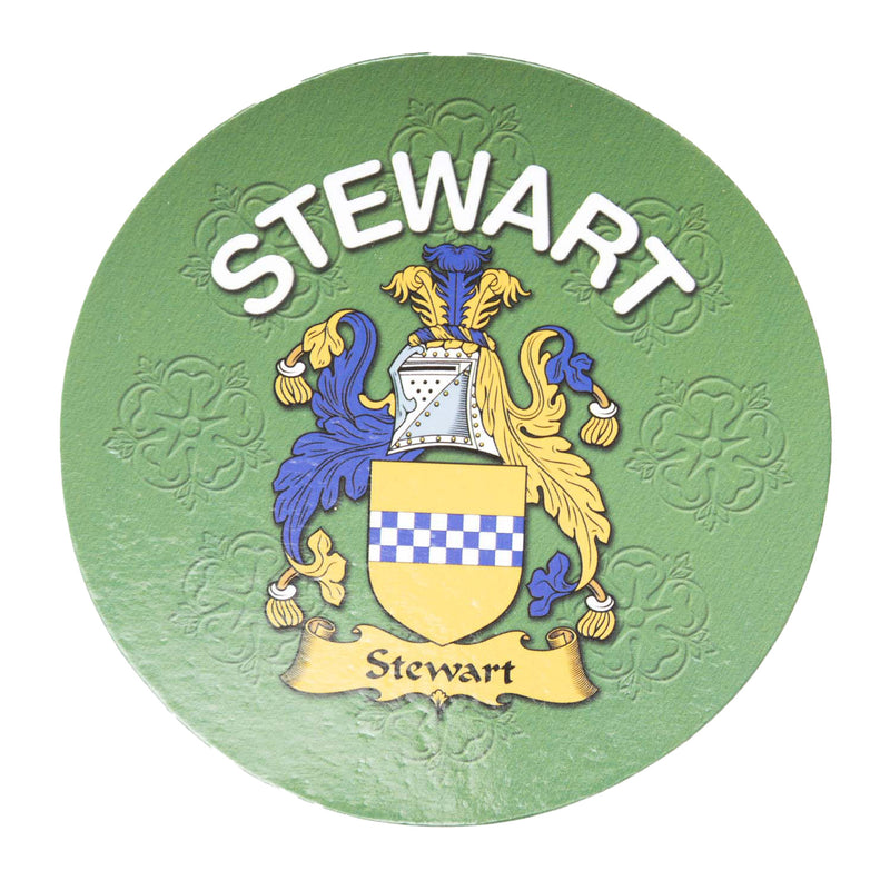 Clan/Family Name Round Cork Coaster Stewart E