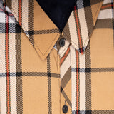 Mens Velour Lined Check Shirt Thomson Camel