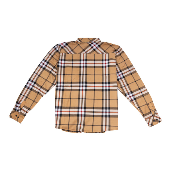 Mens Velour Lined Check Shirt Thomson Camel