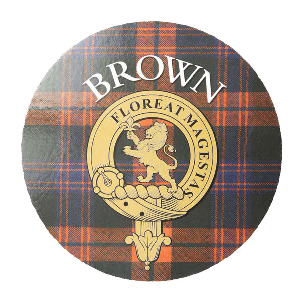 Clan/Family Name Round Cork Coaster Brown S