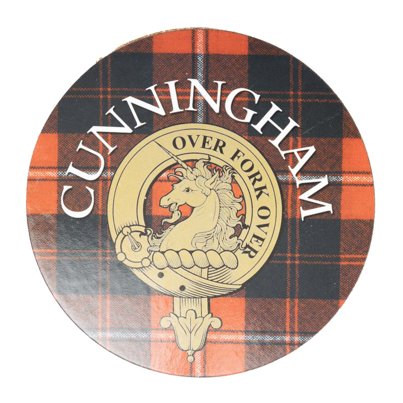 Clan/Family Name Round Cork Coaster Cunningham