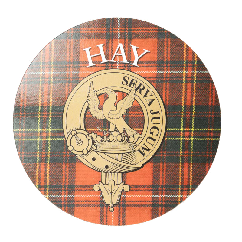 Clan/Family Name Round Cork Coaster Hay