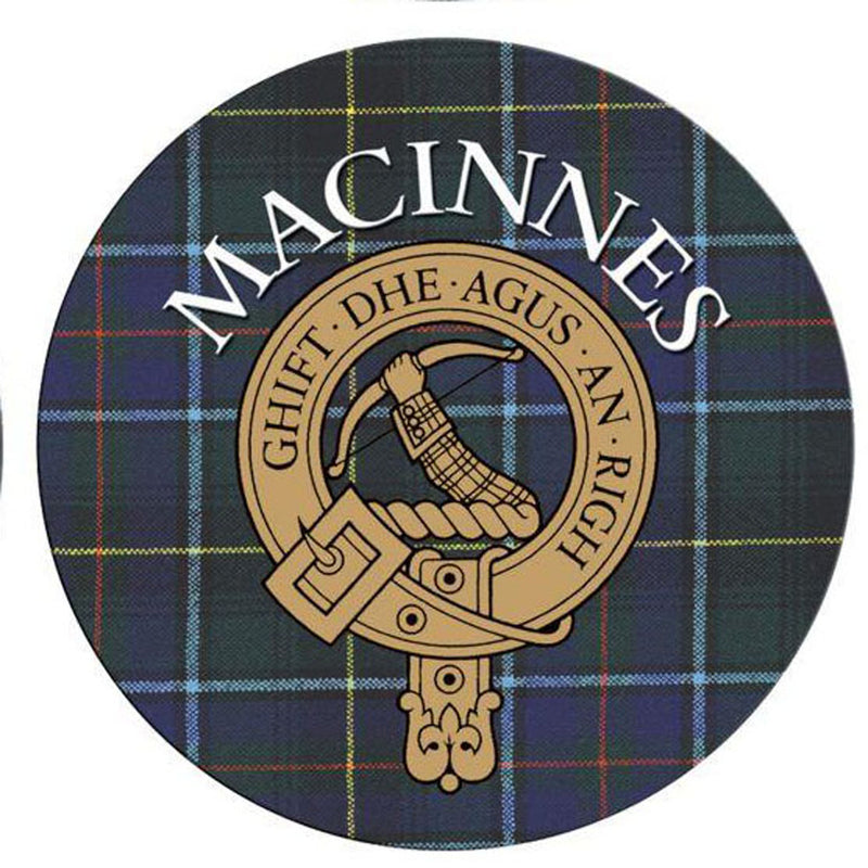 Clan/Family Name Round Cork Coaster Macinnes