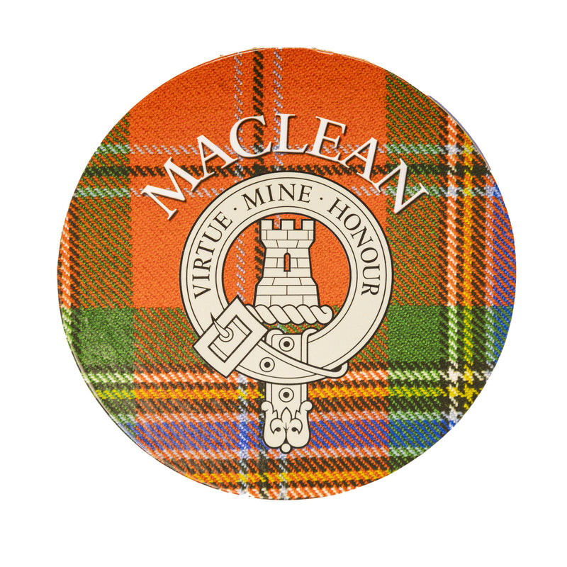 Clan/Family Name Round Cork Coaster Maclean