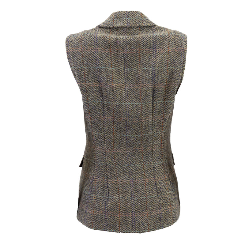 Ladie's Mairi Harris Tweed Waistcoat Natural Check