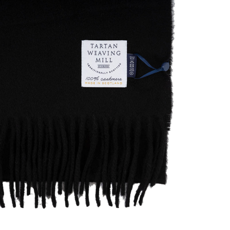 100% Cashmere Scarf Made In Scotland Black