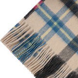 100% Cashmere Wide Tartan Scarf Mile Check - Pearl/Pewter