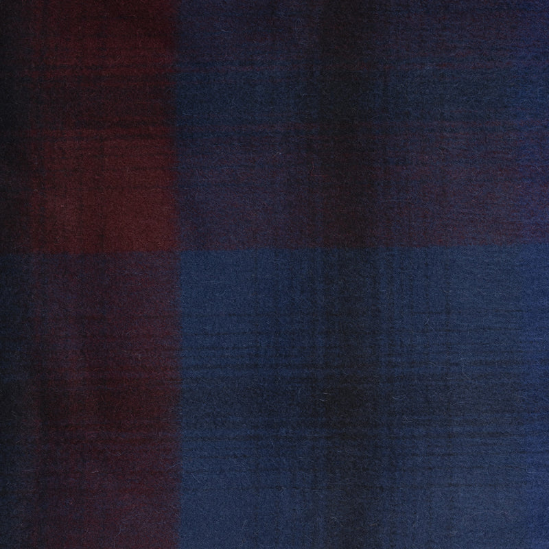 100% Lambswool Blanket Graded Block Check Indigo Blue