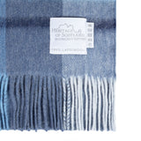 Hos 100% Lambswool Wide Scarf Medieval Check - Coniston/Wedgewood Blue