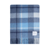 Hos 100% Lambswool Wide Scarf Medieval Check - Coniston/Wedgewood Blue