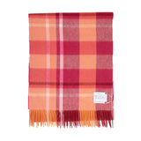 Hos 100% Lambswool Wide Scarf Medieval Check - Peony/Cyclamen Pink