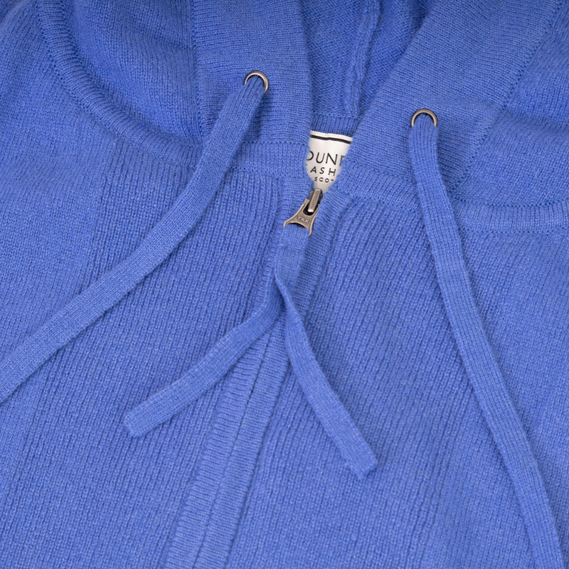 100% Cashmere Ladies Hoodie Cornflower