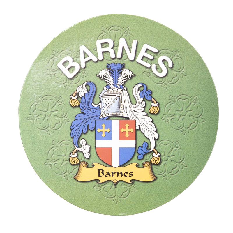 Clan/Family Name Round Cork Coaster Barnes