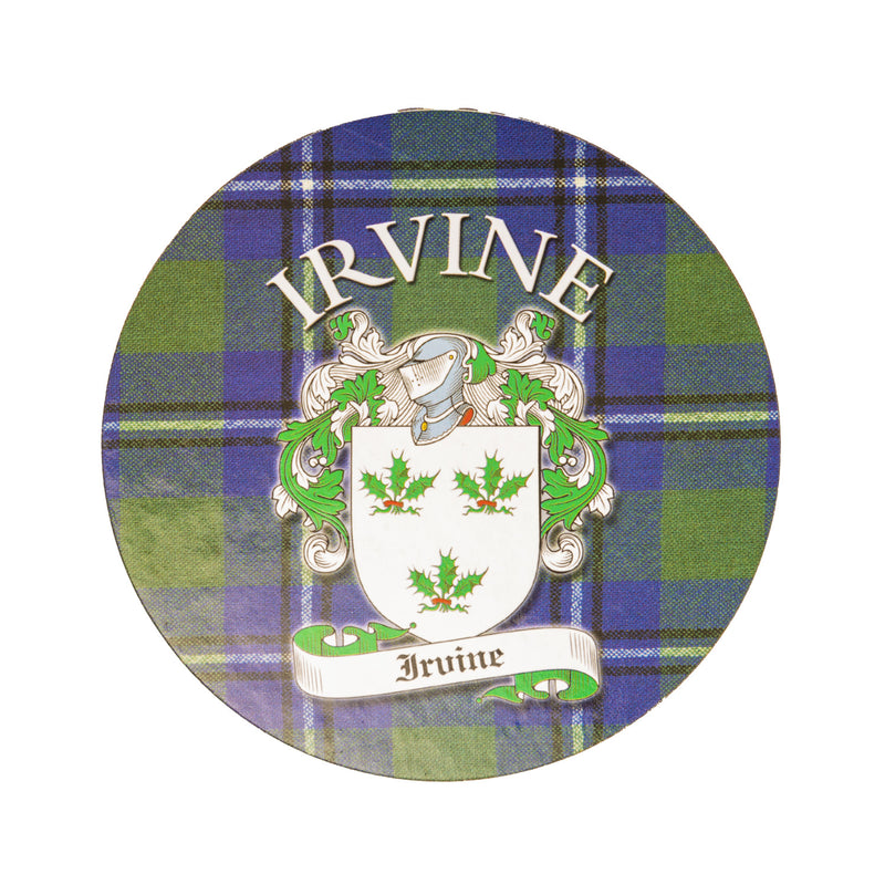 Clan/Family Name Round Cork Coaster Irvine