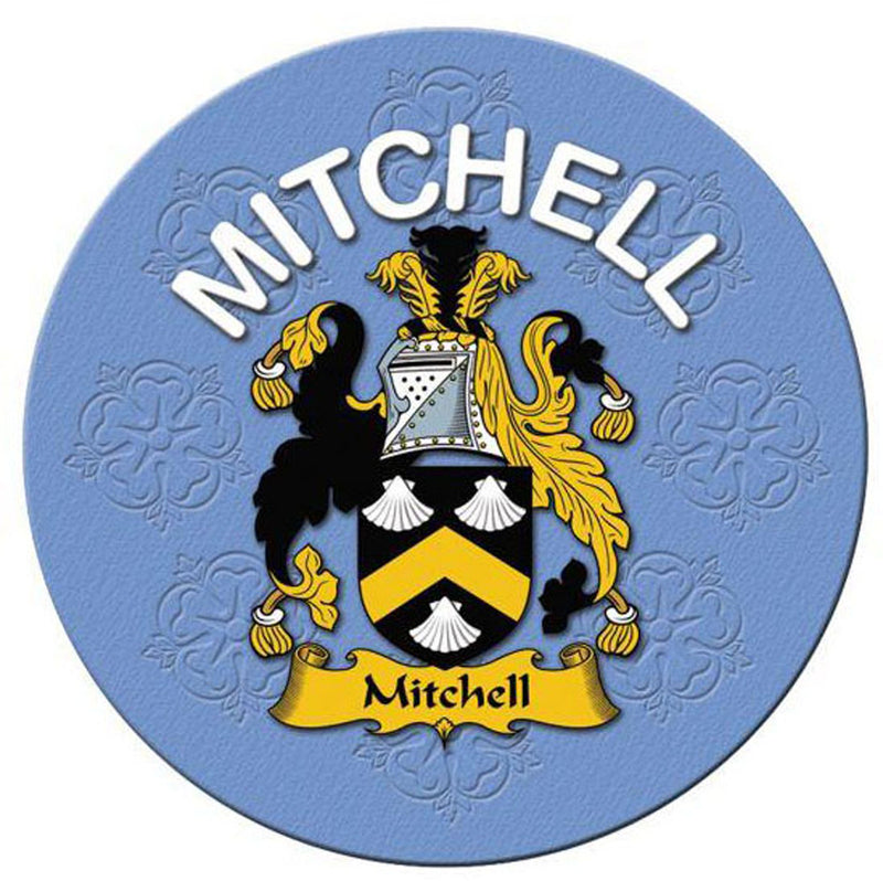 Clan/Family Name Round Cork Coaster Mitchell E